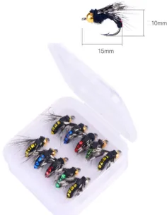 Kolpo Set mit 10 sinkenden Fliegen zum Fliegenfischen – Superrealistisch an 10x15 mm Haken
