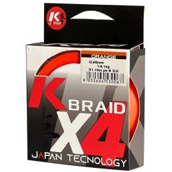 Kolpo K Braid X4 geflochten Premium Qualität 300 mt Orange Fluo