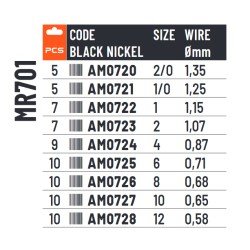 Colmic Nuclear MR701 Angelhaken aus schwarzem Nickel mit Surfcasting-Öse