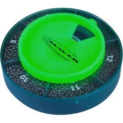 Maver Round Box with Super Calibrated Mixed Pellets 5 Sizes from 3 to 7