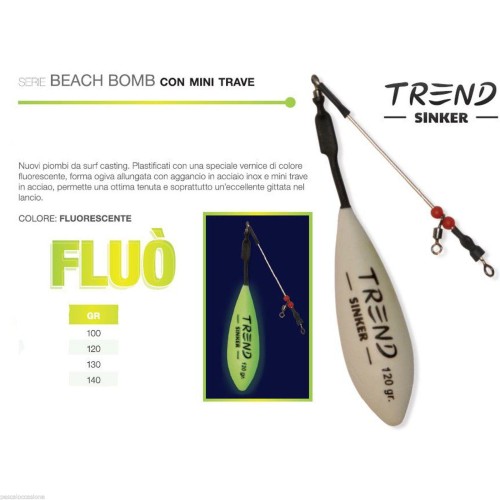 Lead from surfcasting beach bomb fluorescent beam Trend Surf Casting Trend Sinker