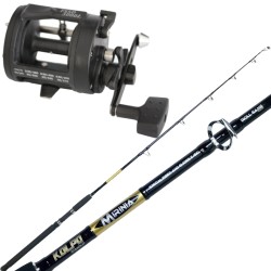 Kit Fishing Coastal Trolling Rod 10 30 lb Rotary Reel with Wire Guide