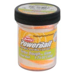 Berkley Powerbait Glitter Trout Bait Teig für Forelle Turbo Glow Weiß Orange