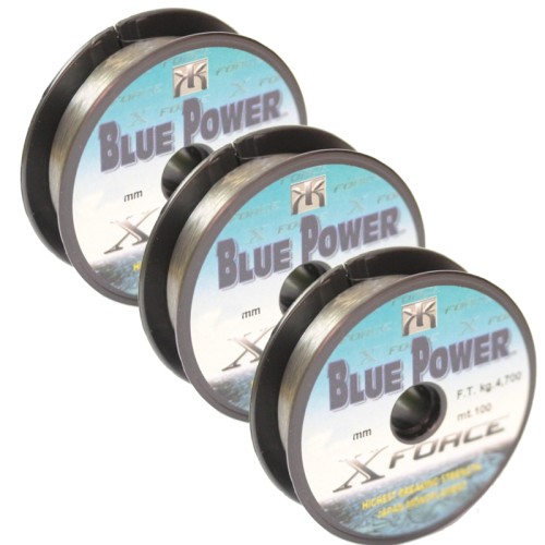 Kit 3 Spulen Blue Power Fishing Wire 100 mt 0,18 0,25 Kolpo